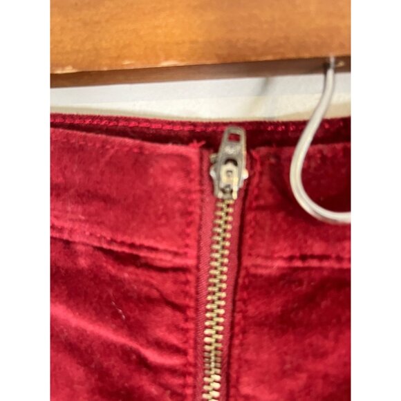 Retro Studded Velvet Mini Skirt 14 Burgundy Y2K Chic Grunge Punk Skater Festive - Picture 6 of 10